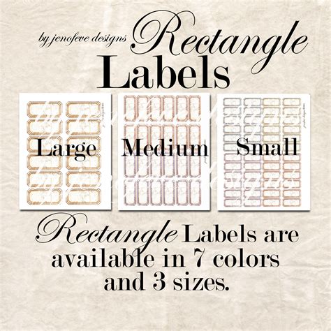 RECTANGLE Labelsprintable7 Colors3 Sizesjenofeve Designs - Etsy