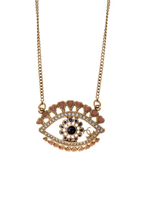 Chanel Pink Enamel and Crystal "Evil Eye" Necklace – Foxy Couture Carmel