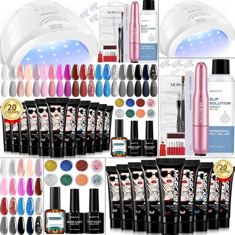 Amazon.com : Morovan Poly Gel Nail Kit: 20 Colors Poly Gel with UV Light and Drill - Poly Nail ...