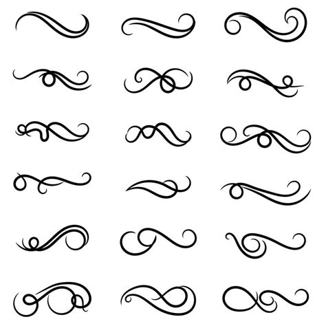 set of swirl border calligraphy and dividers decorative vector in ...