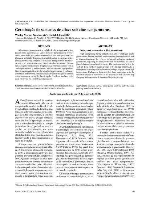 (PDF) Lettuce seed germination at high temperature