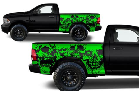 Dodge Ram 1500/2500 (2009-2018) 6.5 BED Custom Vinyl Decal Kit - SKULL ...