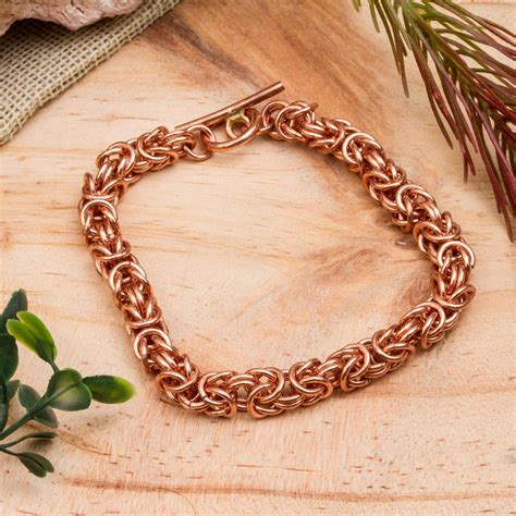 Handcrafted Copper Byzantine Chain Bracelet from Mexico - Bright Creativity | NOVICA