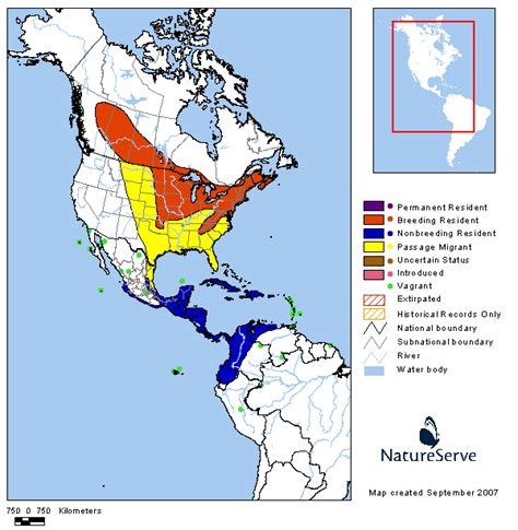 Americas Range Map - Rose-breasted Grosbeak | BirdPhotos.com