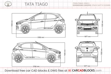 Tata Tiago 2023 Free CAD Blocks, DWG File - CarCadBlocks