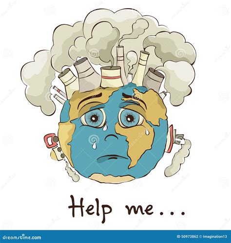 Sad And Crying Earth Planet Ask Help Vector Illustration | CartoonDealer.com #210177074