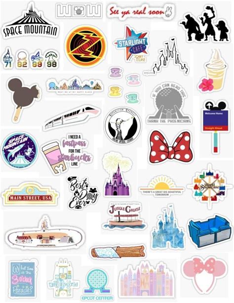 Stickers Walt Disney World Pack Fantasyland Tomorrowland Magic Kingdom ...