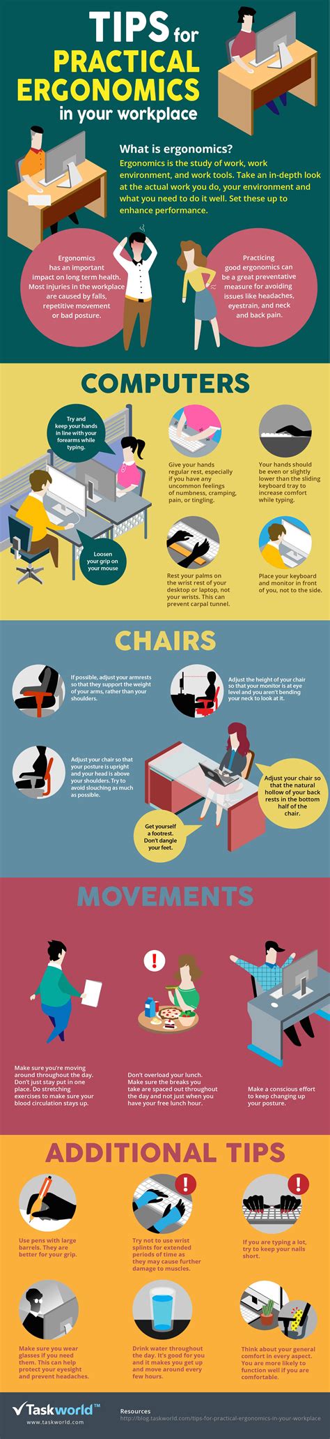 Tips For Practical Ergonomics In Your Workplace #infographic | Office ...