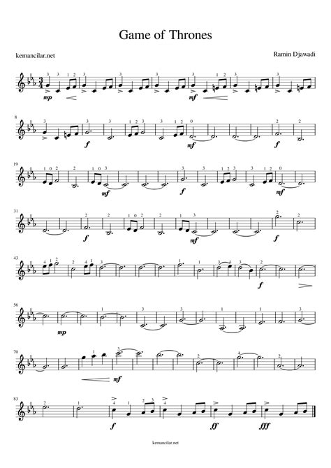 Game of Thrones Violin Sheet Music | Free Sheet Music