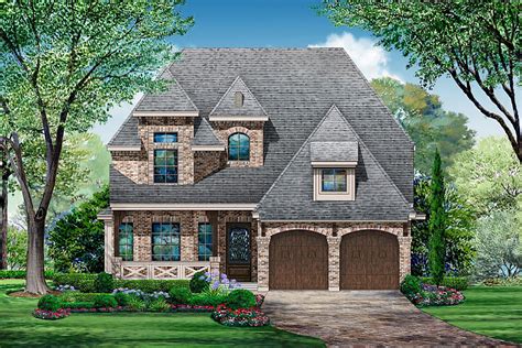 Brick-Clad Two-Story House Plan with First-Floor Master Suite - 36610TX ...