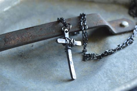 Rustic Cross Neckalce Christian Jewelry Gift for Him