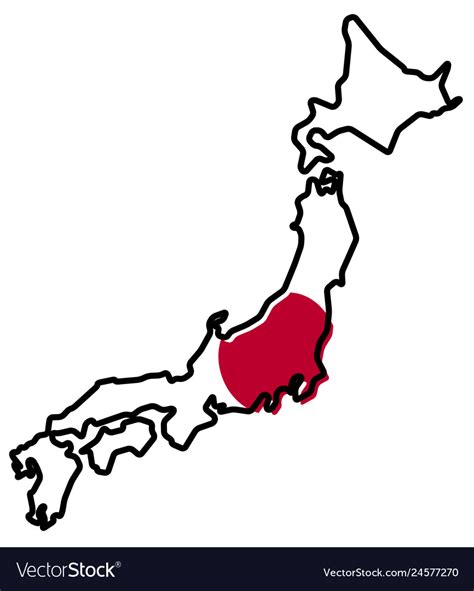 Simplified map of japan outline with slightly Vector Image