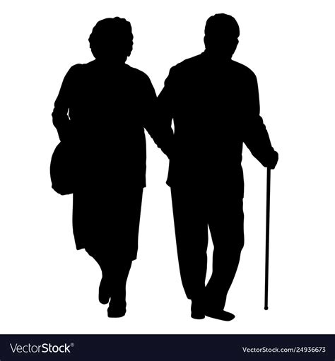 Senior couple silhouette Royalty Free Vector Image