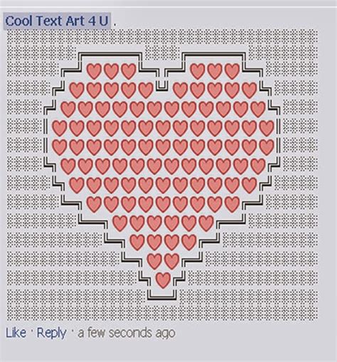 Heart Emoji Art Code For Facebook Comments | Cool ASCII Text Art 4 U