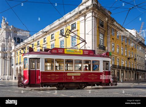 Old traditional tram in Lisbon, Portugal Stock Photo - Alamy