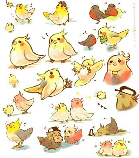 Bird Drawings, Cute Animal Drawings, Kawaii Drawings, Cute Drawings, Funny Birds, Cute Birds ...