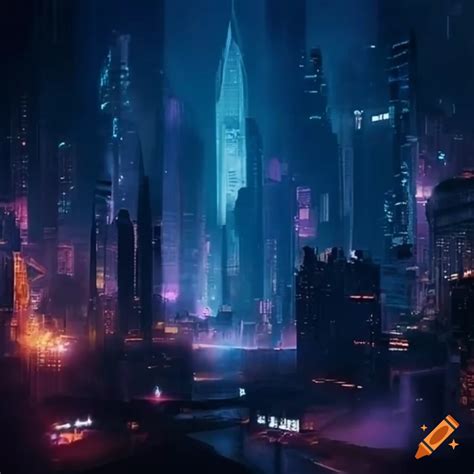 Futuristic cyberpunk city blade runner 2049 buildings towers night on Craiyon