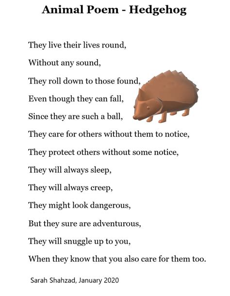 This cute animal poem is about hedgehog. A cute little and adorable ...