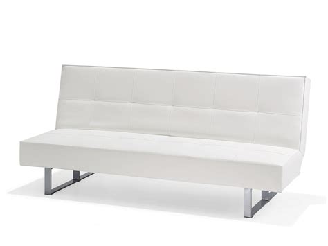 Faux Leather Sofa Bed White DERBY Small_700212 Faux Leather Sofa, White Faux Leather, Derby ...