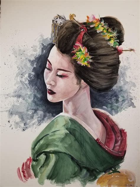 Geisha Watercolor Painting