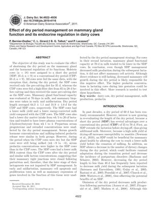 Bernier dodier et al., 2011 MSD Salud Animal Salud Lechera | PDF