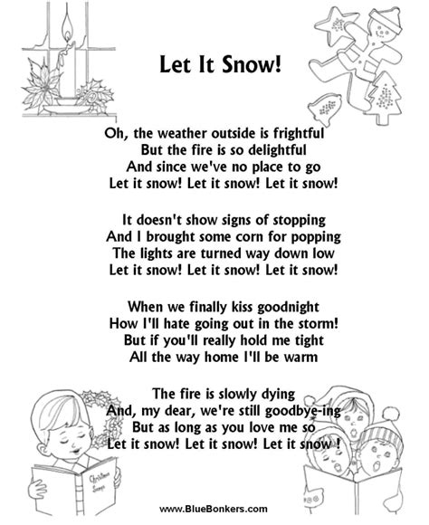 Bible Printables - Christmas Songs and Christmas Carol Lyrics - Let It Snow