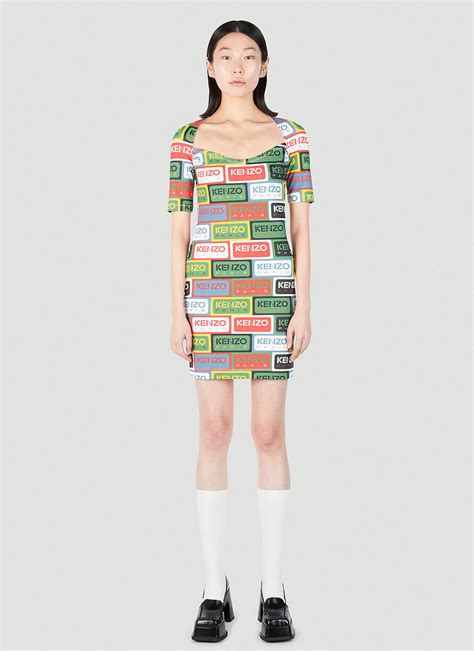 Kenzo - Label Bodycon Midi Dress in Green Kenzo