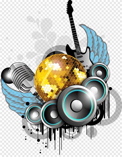 Nightclub Background music Party, Trendy music element, disco mirror ball illustration ...