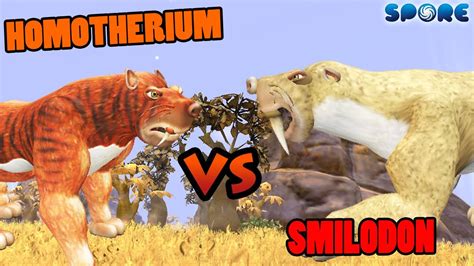 Homotherium vs Smilodon | Cenozoic Era Battle [S3E5] | SPORE - YouTube