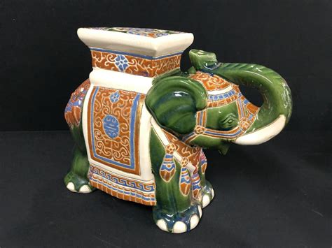 CERAMIC PAINTED ELEPHANT STATUE 17" TALL - Able Auctions