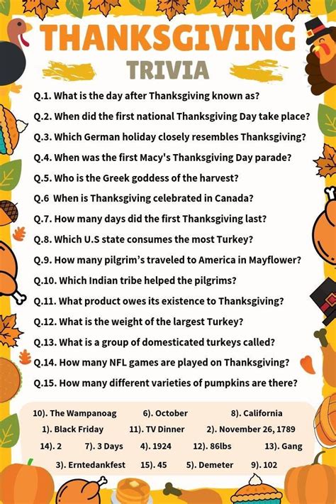 Thanksgiving Trivia Questions & Answers | Thanksgiving facts, Thanksgiving games, Thanksgiving ...