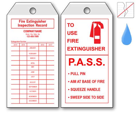 Fire extinguisher Inspection Record Tag | Printit4less.com : PrintIt4Less