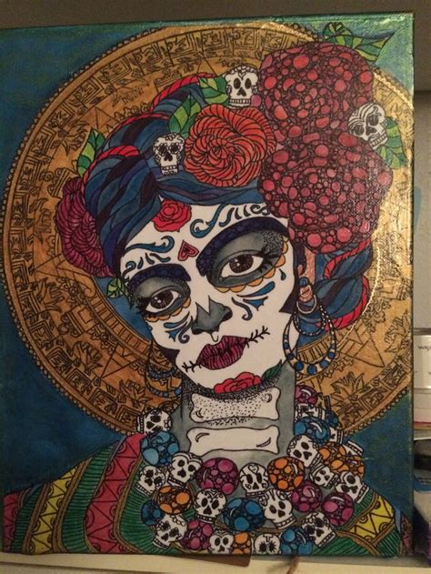 Day of the dead 11x14 ink on canvas sold @Olvera Street prints are available | Sugar skull ...