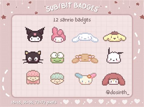 12 Pixel Sanrio Twitch Sub / Bit Badges - mimi 's Ko-fi Shop - Ko-fi ️ Where creators get ...