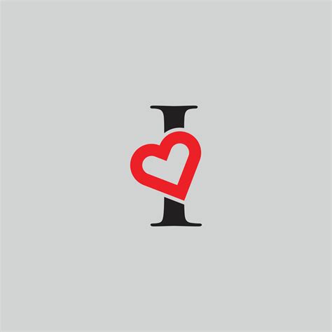 Logo Heart Letter I. Beautiful vector love logo design. I love outline ...