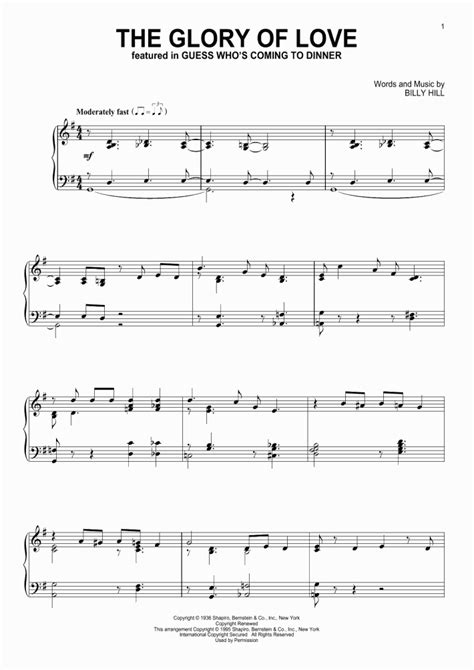 The Glory Of Love Piano Sheet Music | OnlinePianist