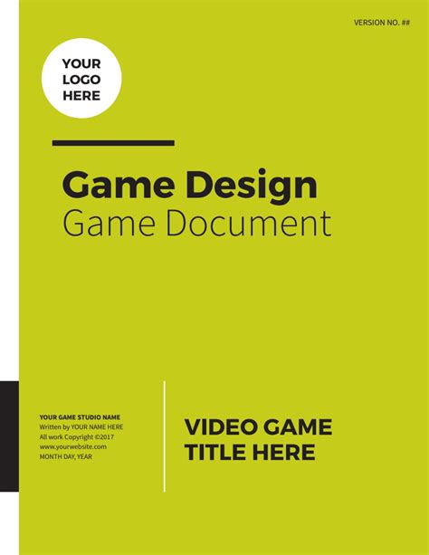 Professional Game Design Document | Game design document, Game design document template, Game design