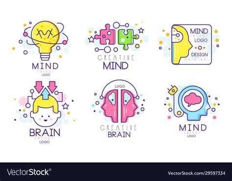 Creative brain original logo design templates Vector Image