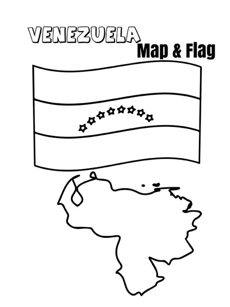 Venezuela Map and Flag Coloring Page - Free Printable Coloring Pages for Kids