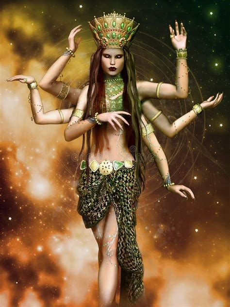 Fantasy Goddess with Six Arms Stock Illustration - Illustration of goddess, woman: 44051715