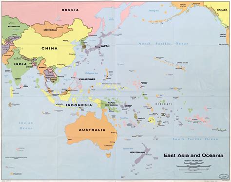 Mapa político detallada del Este de Asia y Oceanía | Oceanía | Mapas del Mundo