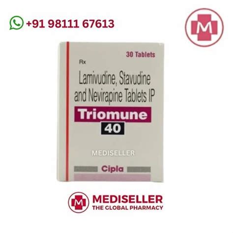 Triomune 40 Mg (Lamivudine, Stavudine and Nevirapine), For Hiv Infection, Treatment: Used In Hiv ...