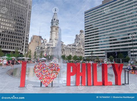 Philadelphia, PA, USA - June 9,2019 : I Love Philly Sign in Downtown Philadelphia Editorial ...