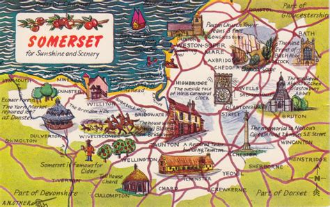 Somerset Antique Maps, Old Maps of Somerset, Vintage Maps of Somerset, UK