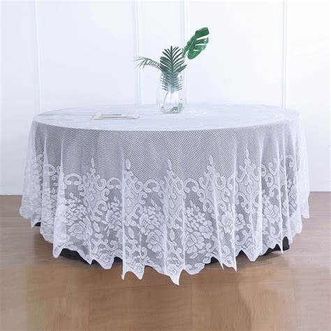 Buy 108" Premium Lace White Round Tablecloth at Tablecloth Factory