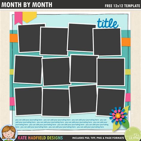 Free digital scrapbook template: Month By Month - Kate Hadfield Designs