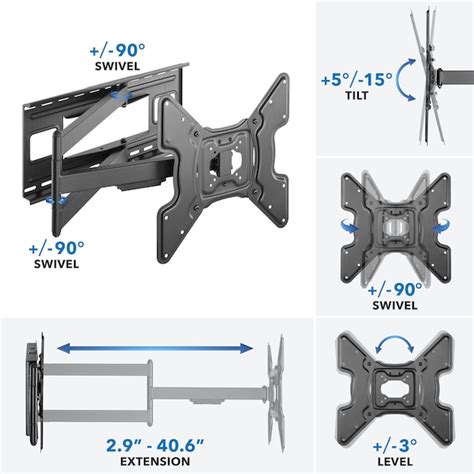 Mount-It! MI-393 Full Motion Indoor Wall Tv Mount Fits TVs up to 60-in (Hardware Included) in ...