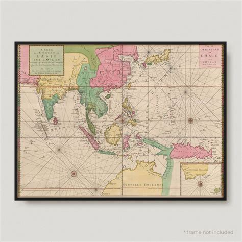 1700 Map of the Coastes of Asia , 17th Century Antique Map of Asia, Old ...