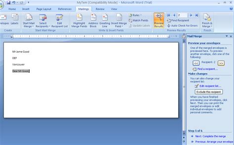 Microsoft Word 2007 Mail Merge Template free download programs ...