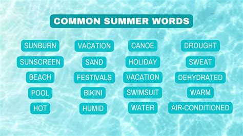 100+ Summer Words: Vocabulary Words for Summer - Capitalize My Title